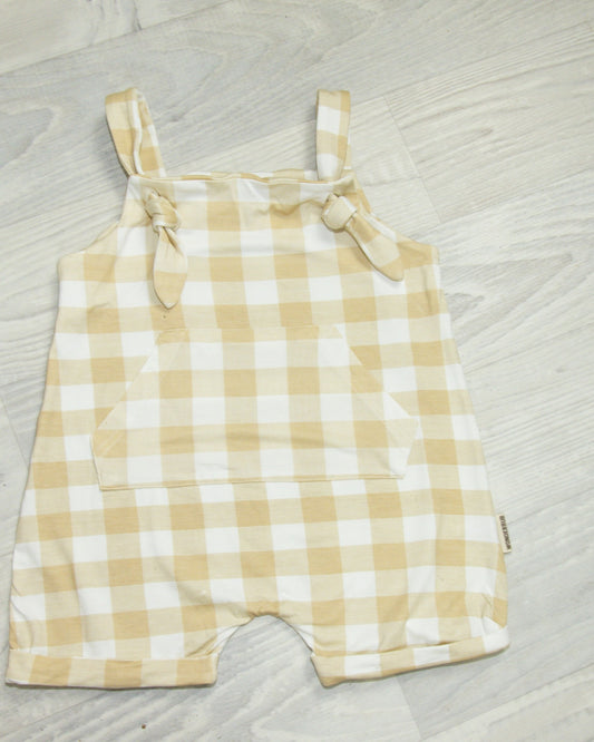 WonderBub Gingham Beige Romper